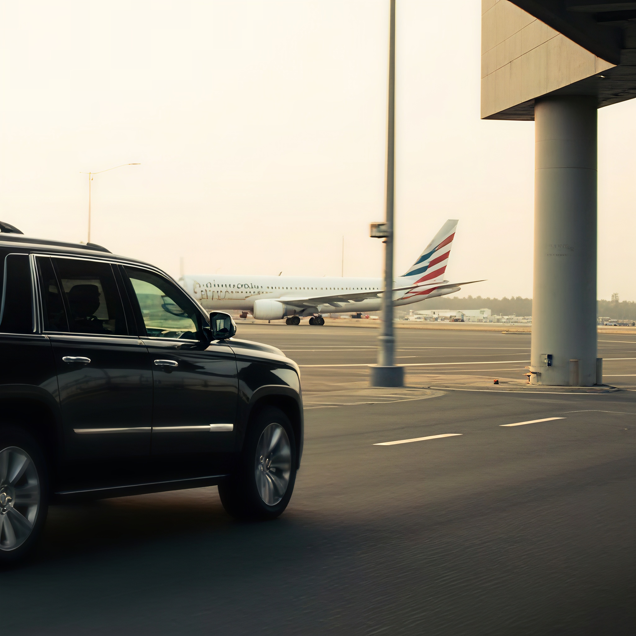 SUV at airport curb