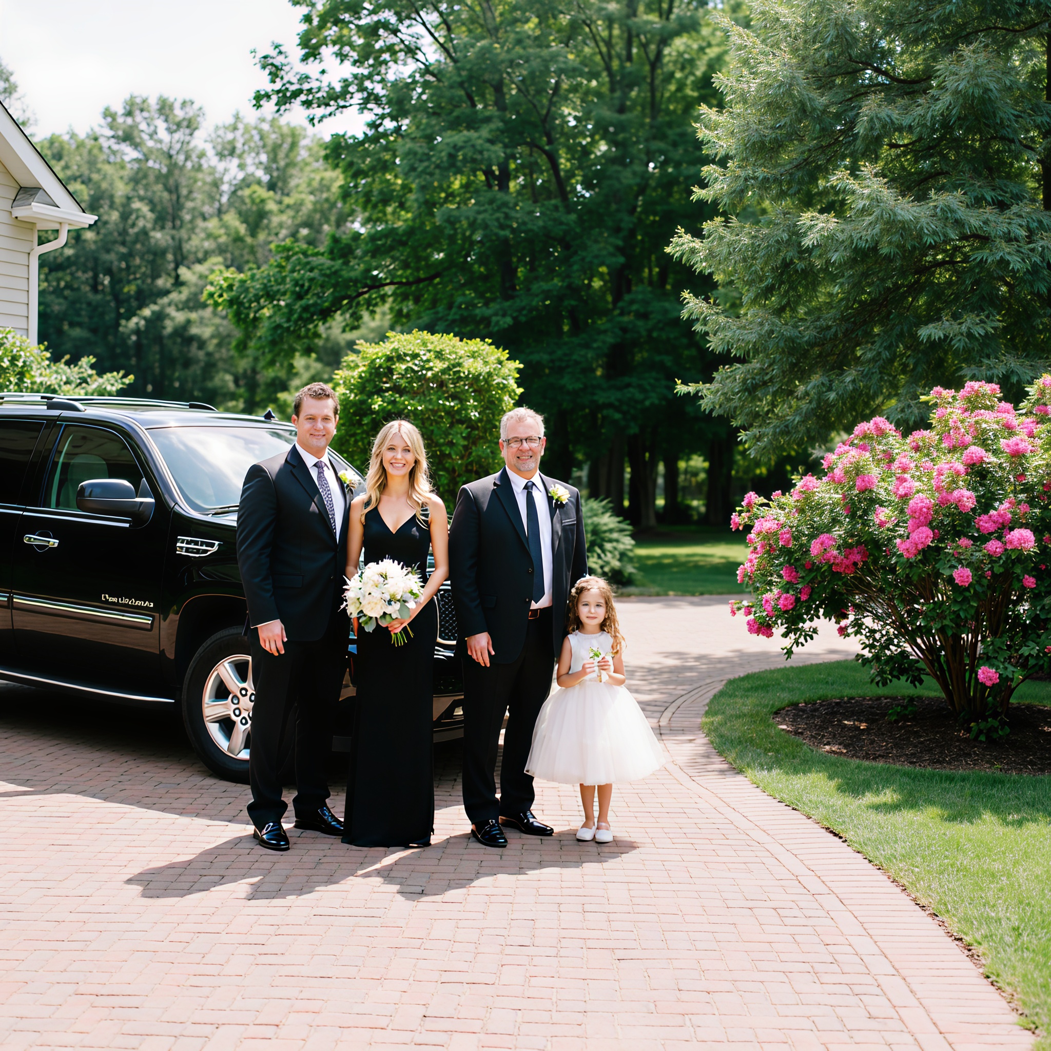 Happy clients with chauffeur